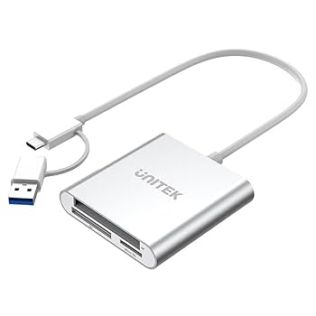 قارئ بطاقات USB-C 3.0 مع محول Type-A بثلاثة منافذ (SD / MicroSD / CF)