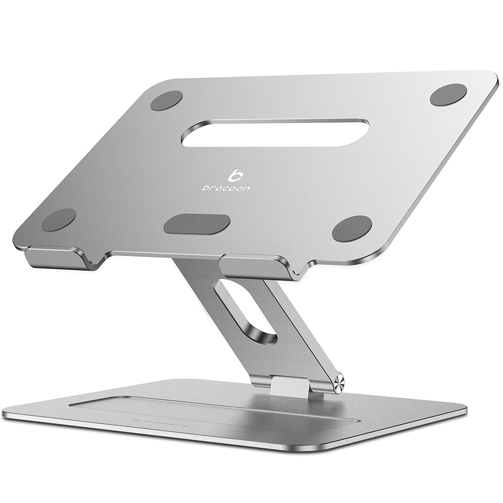 71dRQlLY3QS._UF1000,1000_QL80_ حامل لابتوب قابل للتعديل بقاعدة دوارة 360° (10–16 بوصة) - الصورة 1