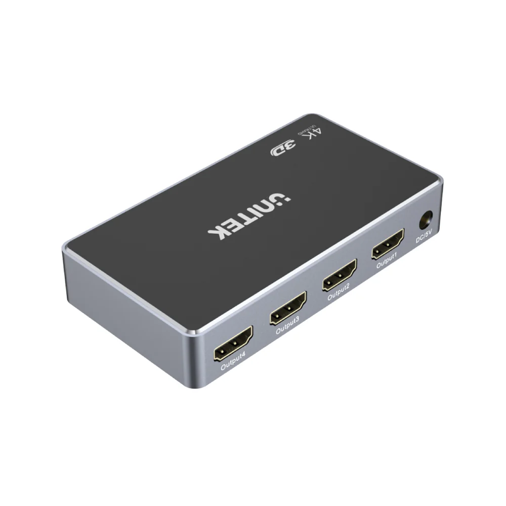 UNITEK_V1109A_4K_HDMI_Splitter_1in4out_product_Back موزّع HDMI 1 In 4 Out بدقة 4K – هيكل ألمنيوم ومزوّد طاقة مضمن - الصورة 1